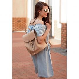 Кожаный женский рюкзак Олсен светло-бежевый, фото 1