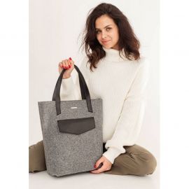 Фетровая женская сумка Шоппер D.D. с кожаными черными вставками, фото 1