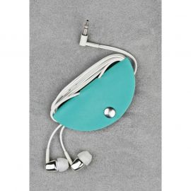 Кожаный холдер для наушников и проводов бирюзовый, фото 1