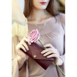 Женский кожаный кошелек Керри 1.0 бордовый краст, фото 1