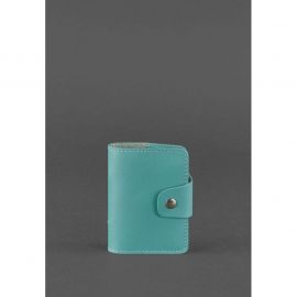 Женский кожаный кард-кейс 7.1 (Книжечка) бирюзовый, фото 1