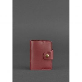 Женский кожаный кард-кейс 7.1 (Книжечка) бордовый, фото 1