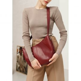 Кожаная женская сумка Круассан Krast бордовая, фото 1