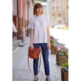 Кожаная плетеная женская сумка Пазл M светло-коричневая Crazy Horse, фото 1