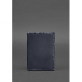 Кожаная обложка для паспорта и военного билета 1.2 синяя Crazy Horse, фото 1