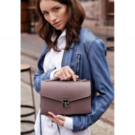 Женская кожаная сумка-кроссбоди Lola темно-бежевая, фото 1