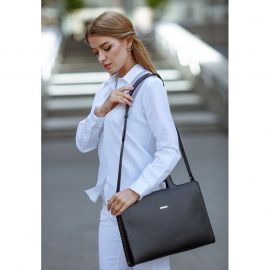 Кожаная сумка для ноутбука и документов черная Краст, фото 1