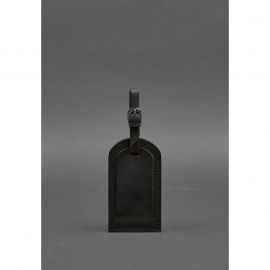 Кожаная бирка для багажа 2.0 Черная Crazy Horse, фото 1