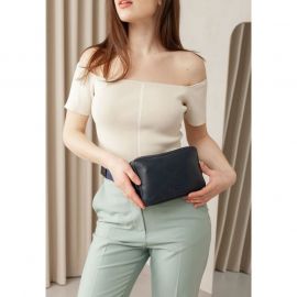 Кожаная поясная сумка Dropbag Mini темно-синяя, фото 1