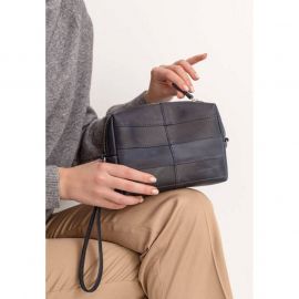 Кожаная косметичка-несессер 3.1 Темно-синяя Crazy Horse, фото 1