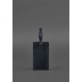 Кожаная бирка для багажа 3.0 Темно-синяя Crazy Horse, фото 1