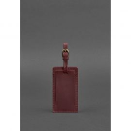 Кожаная бирка для багажа 3.0 Бордовая Crazy Horse, фото 1