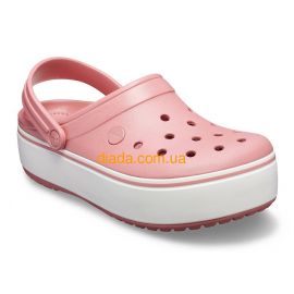 Кроксы женские пудровые с белой платформой Сабо Crocs Crocband Platform Clog, фото 1
