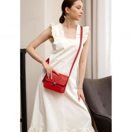 Кожаная женская бохо-сумка Лилу красная, фото 1