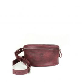 Кожаная поясная сумка бордовая винтажная, фото 1