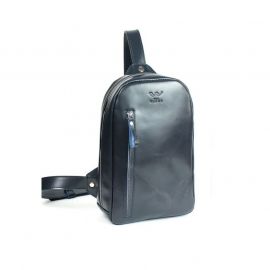 Мужская кожаная сумка Chest bag синяя, фото 1