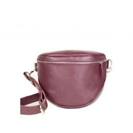 Кожаная сумка поясная-кроссбоди Vacation бордовая, фото 1