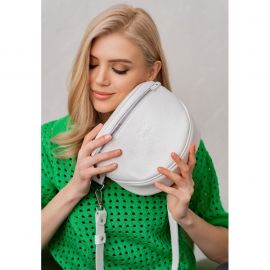 Кожаная сумка поясная-кроссбоди Vacation белая флотар, фото 1