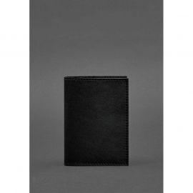 Кожаная обложка для паспорта и военного билета 1.2 черная Краст, фото 1