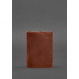 Кожаная обложка для паспорта и военного билета 1.3 светло-коричневая Crazy Horse, фото 1