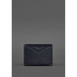 Кожаная визитница 5.0 темно-синяя Crazy Horse Карбон, фото 1