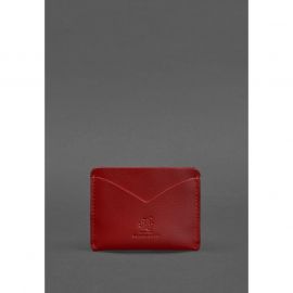 Женская кожаная визитница 5.0 красная Краст, фото 1