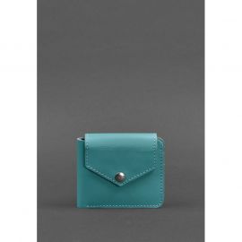 Кожаное портмоне 4.2 на кнопке бирюзовое, фото 1