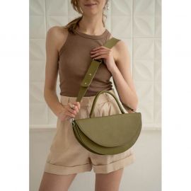 Женская кожаная сумка Сhris maxi оливковая, фото 1