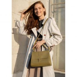 Женская кожаная сумка Ester оливковая, фото 1
