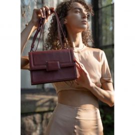 Женская кожаная сумка Kelly бордовая, фото 1