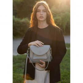 Женская кожаная сумка Liv серая, фото 1