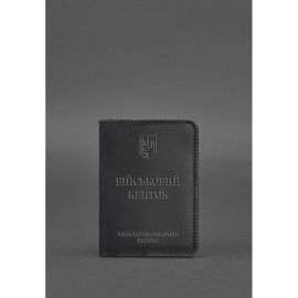 Кожаная обложка для военного билета 7.0 черная Crazy Horse, фото 1