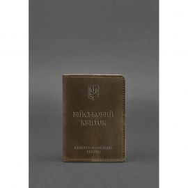 Кожаная обложка для военного билета 7.0 темно-коричневая Crazy Horse, фото 1