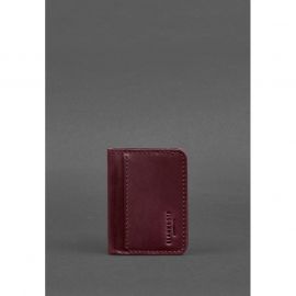 Кожаная обложка для ID-паспорта и водительских прав 4.1 бордовая Crazy Horse с гербом, фото 1