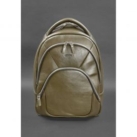 Кожаный рюкзак оливковый краст, фото 1