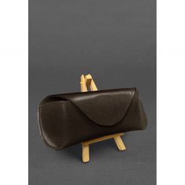 Кожаный чехол для очков с клапаном на магните Темно-коричневый Краст, фото 1