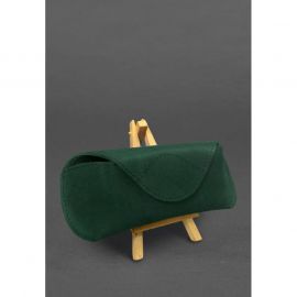 Кожаный чехол для очков с клапаном на магните Зеленый Crazy Horse, фото 1