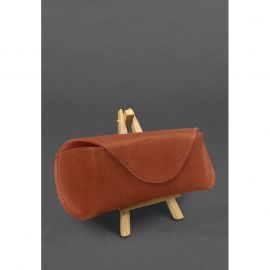 Кожаный чехол для очков с клапаном на магните Светло-коричневый Crazy Horse, фото 1