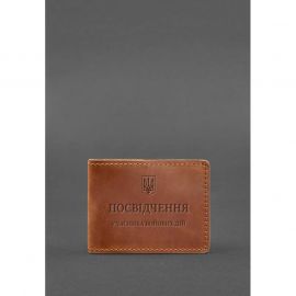 Кожаная обложка для удостоверения участника боевых действий (УБД) светло-коричневая Crazy Horse, фото 1