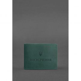 Универсальная кожаная обложка для удостоверения зеленая Crazy Horse, фото 1