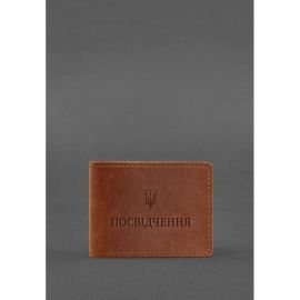 Универсальная кожаная обложка для удостоверения светло-коричневая Crazy Horse, фото 1