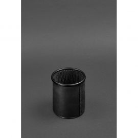 Стакан для ручек в кожаном чехле черный Crazy Horse, фото 1