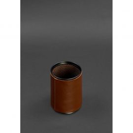 Стакан для ручек в кожаном чехле светло-коричневый краст, фото 1