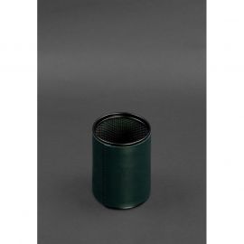 Стакан для ручек в кожаном чехле зеленый краст, фото 1