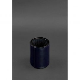 Стакан для ручек в кожаном чехле темно-синий краст, фото 1