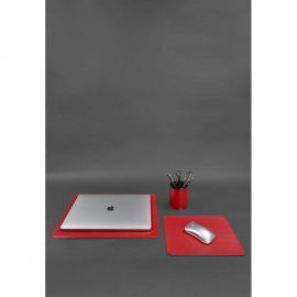 Набор для рабочего стола из натуральной кожи 1.0 красный краст, фото 1