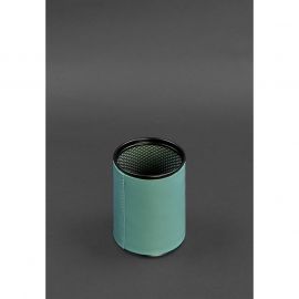 Стакан для ручек в кожаном чехле бирюзовый краст, фото 1