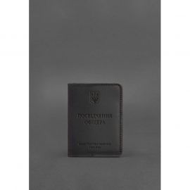 Кожаная обложка для удостоверения офицера 9.0 черная Crazy Horse, фото 1