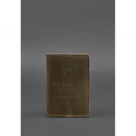 Кожаная обложка для военного билета офицера запаса 8.0 темно-коричневая Crazy Horse, фото 1