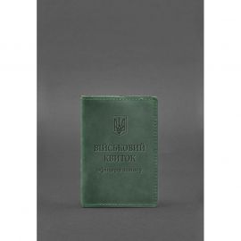 Кожаная обложка для военного билета офицера запаса 8.0 зеленая Crazy Horse, фото 1
